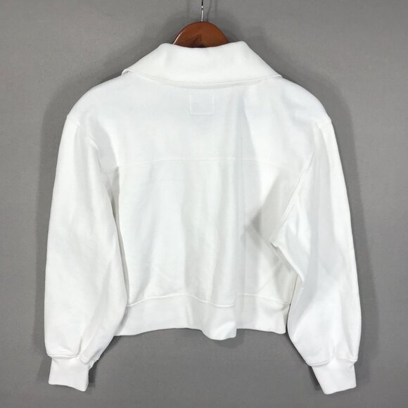 Abercrombie & Fitch Sweatshirt Women's Small White Pullover Cropped Balloon Soft - Picture 2 of 14